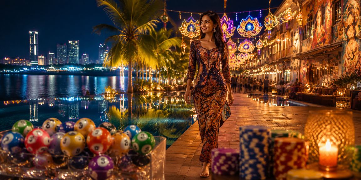 Female user in batik attire in Penang following a live sports match online